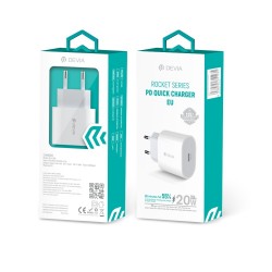 Devia wall charger Rocket PD 20W 1x USB-C Balts