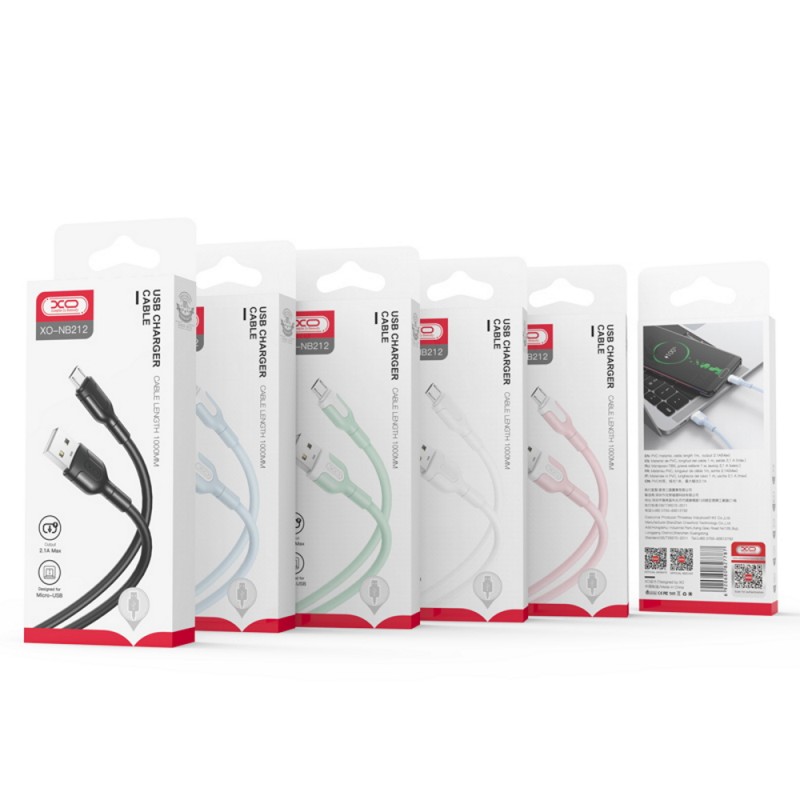 Universal USB - microUSB 1,0 m 2,1A Rozā