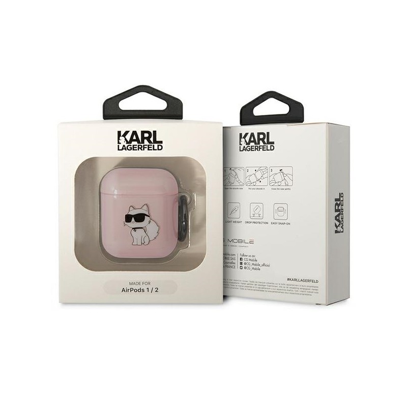 Bezvadu austiņu apvalks Apple Choupette Collection Pink