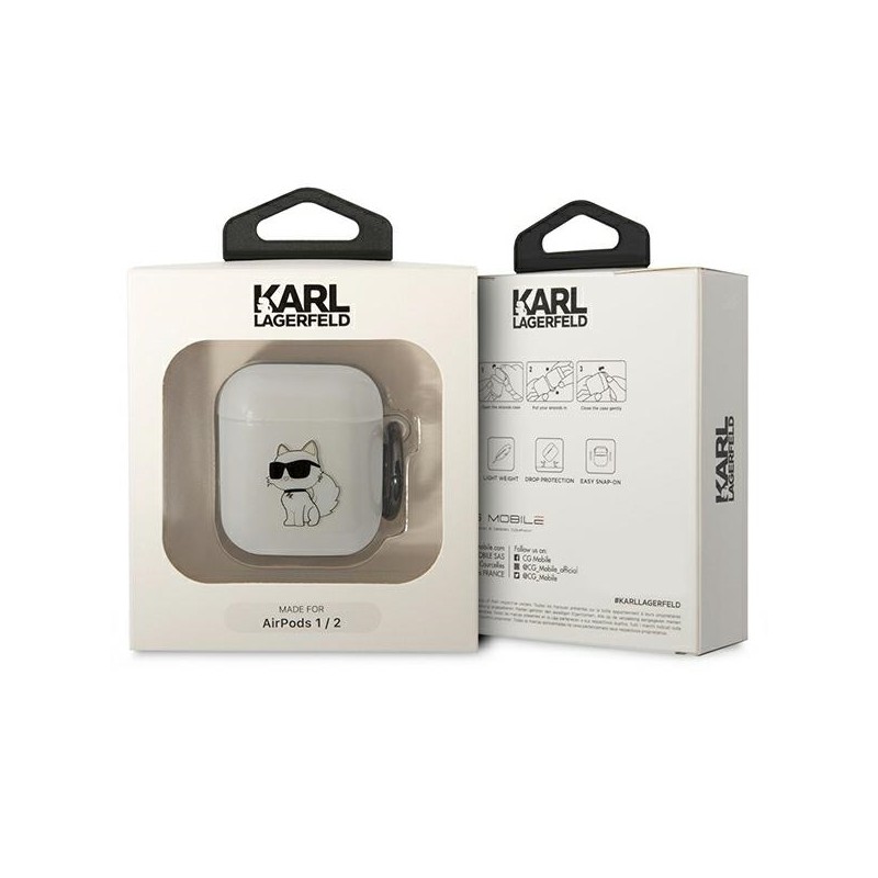 Karl Lagerfeld KLA2HNCHTCT Airpods 1/2 cover transparent Ikonik Choupette