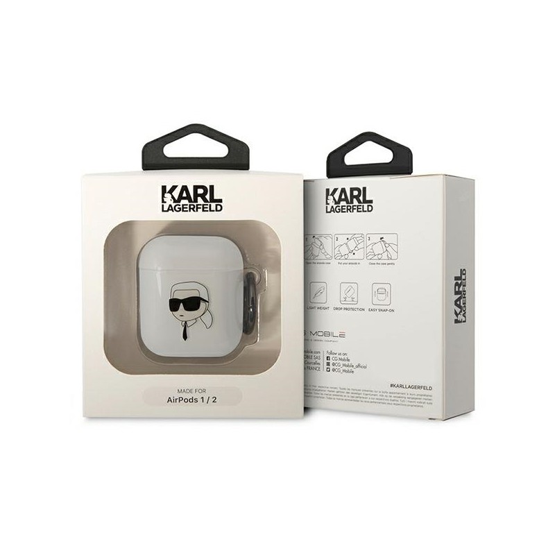 Karl Lagerfeld KLA2HNIKTCT AirPods 1/2 cover transparent Karl`s Head