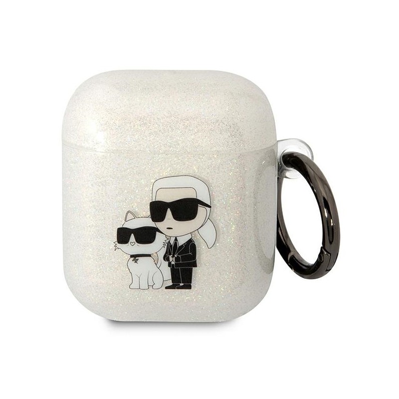 Karl Lagerfeld KLA2HNKCTGT Airpods 1/2 cover transparent Glitter Karl&Choupette