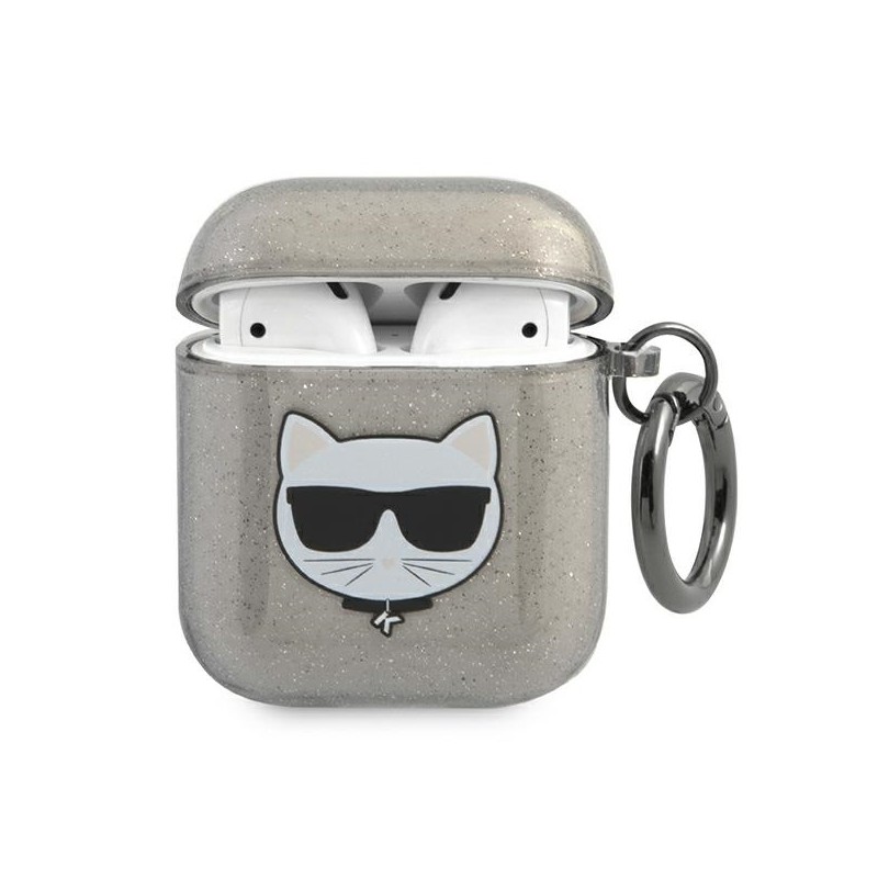 Karl Lagerfeld KLA2UCHGK AirPods 1/2 cover czarny/black Glitter Choupette