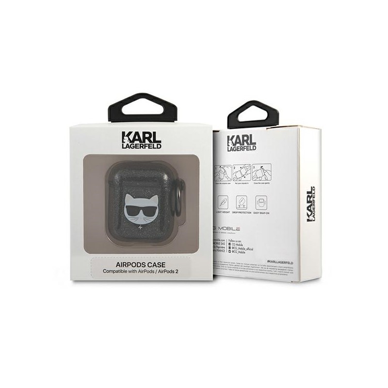 Karl Lagerfeld KLA2UCHGK AirPods 1/2 cover czarny/black Glitter Choupette