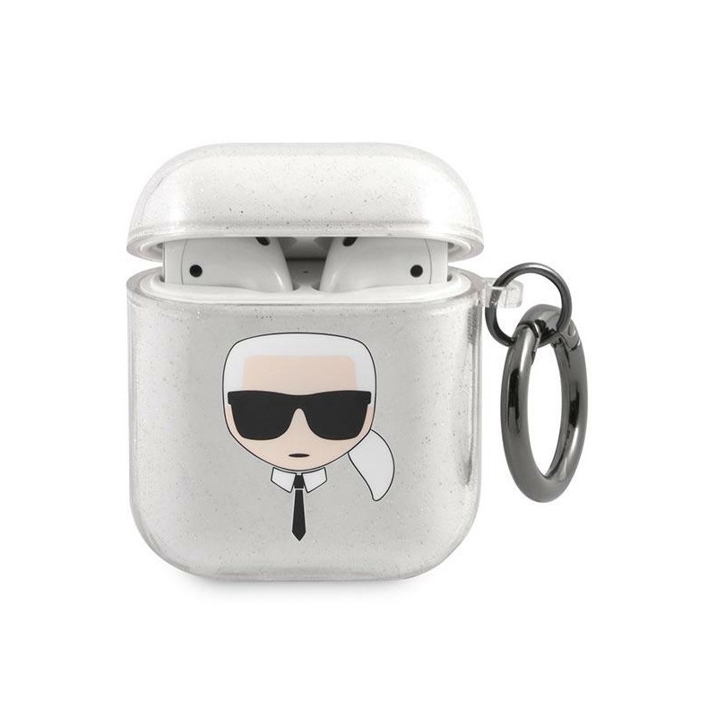 Juhtmevabade kõrvaklappide ümbris Õun Sädelev Karli pea Hõbe