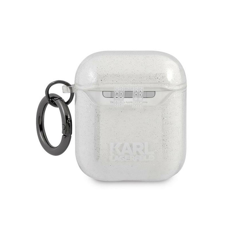Karl Lagerfeld KLA2UKHGS AirPods 1/2 cover srebrny/silver Glitter Karl`s Head