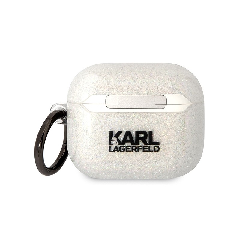 Bezvadu austiņu apvalks Apple Glitter Karl and Choupette Caurspīdīga