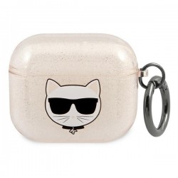 Bezvadu austiņu apvalks Apple Glitter Choupette Zelta