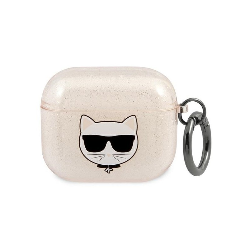 Bezvadu austiņu apvalks Apple Glitter Choupette Gold