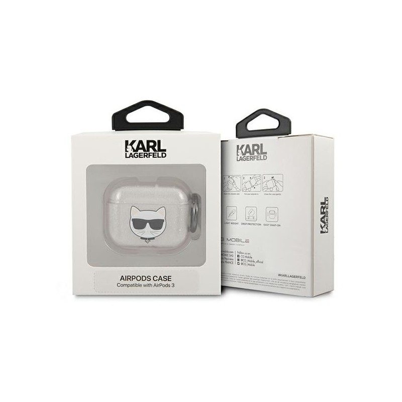 Karl Lagerfeld KLA3UCHGS AirPods 3 cover srebrny/silver Glitter Choupette