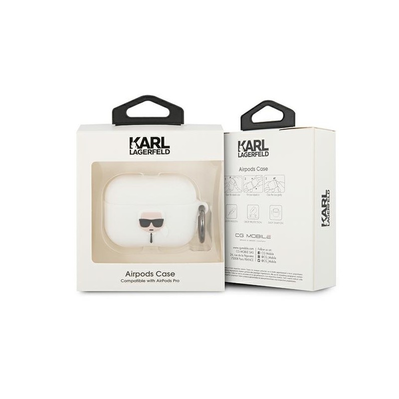 Karl Lagerfeld KLACAPSILGLWH AirPods Pro cover biały/white Silicone Ikonik