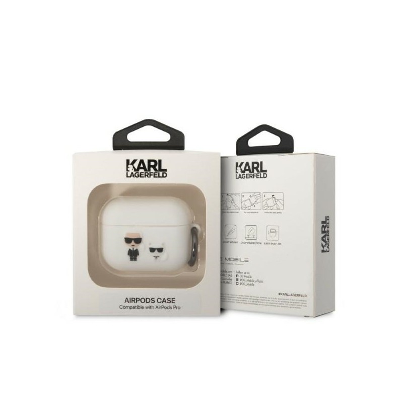 Karl Lagerfeld KLACAPSILKCW AirPods Pro cover biały/white Silicone Karl & Choupette