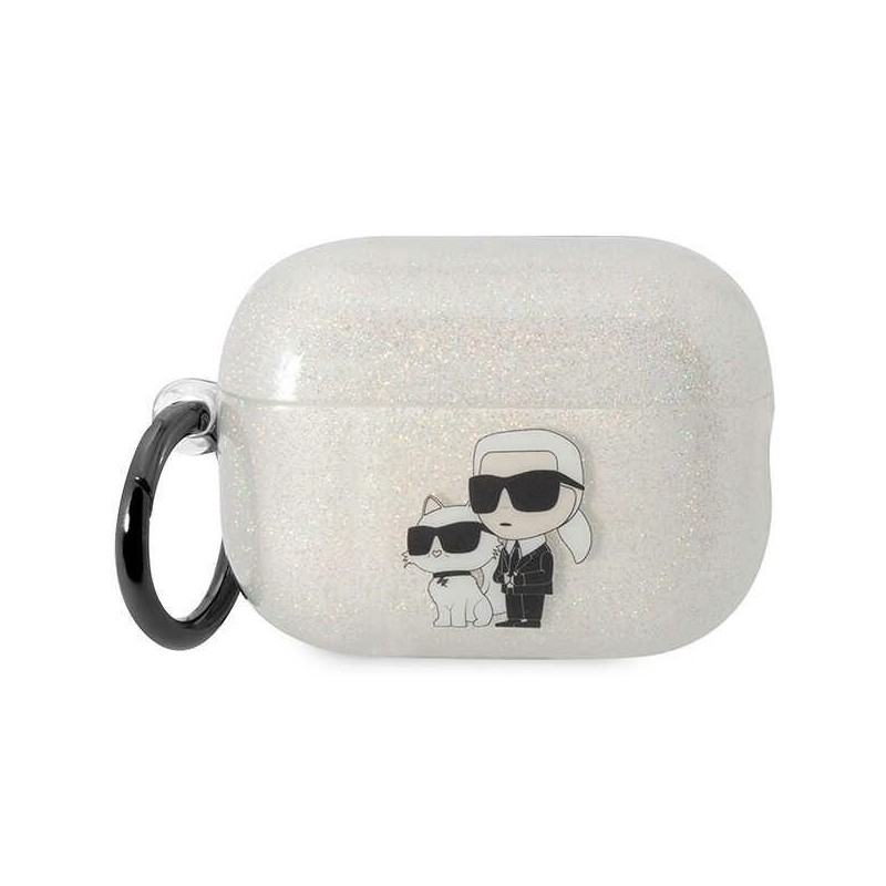 Bezvadu austiņu apvalks Apple Glitter Karl and Choupette Caurspīdīga