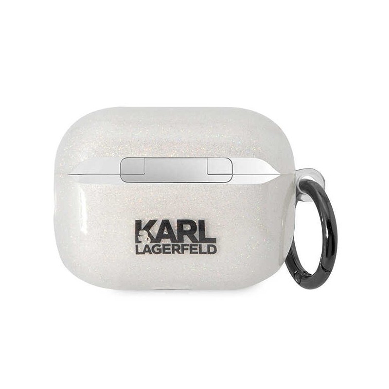 Bezvadu austiņu apvalks Apple Glitter Karl and Choupette Caurspīdīga