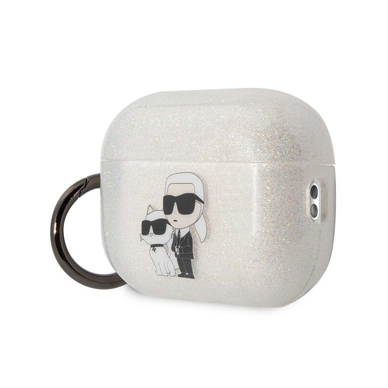 Bezvadu austiņu apvalks Apple Glitter Karl and Choupette Caurspīdīga