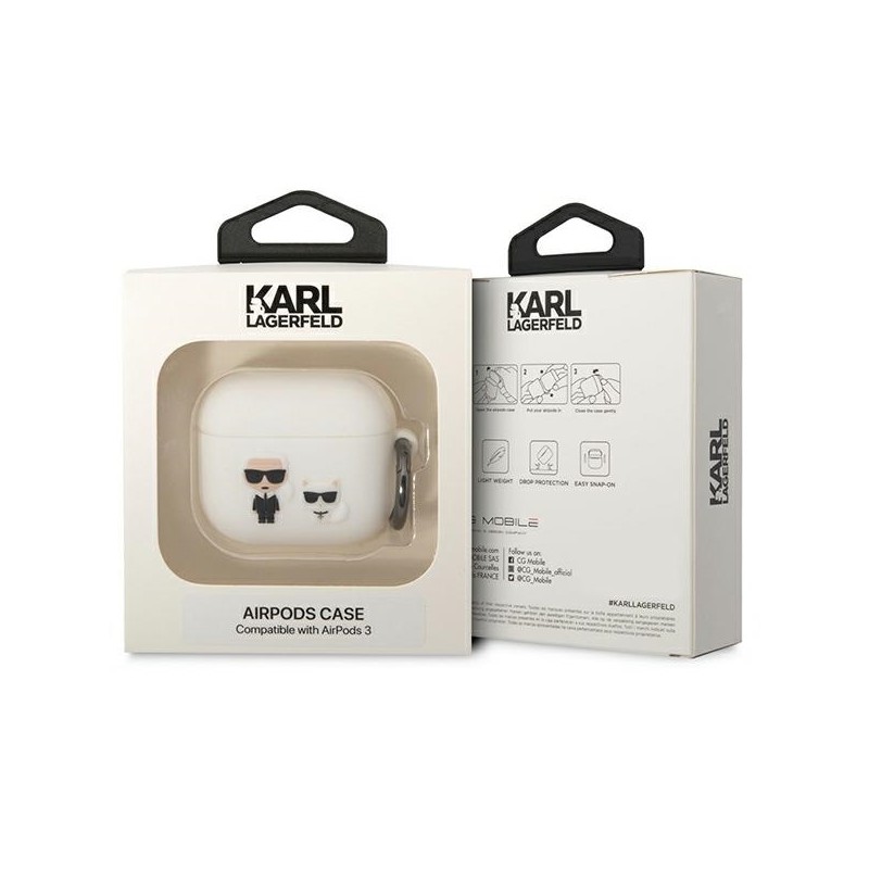 Karl Lagerfeld KLACA3SILKCW AirPods 3 cover biały/white Silicone Karl & Choupette