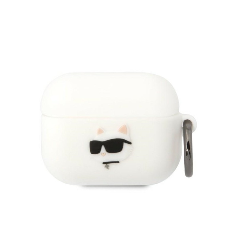 Karl Lagerfeld KLAPRUNCHH AirPods Pro cover biały/white Silicone Choupette Head 3D