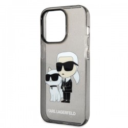 Viedtālruņa aizmugurējais vāciņš Apple iPhone 14 Pro Glitter Karl and Choupette NFT KLHCP14LHNKCTGK Melna, Ar Dizainu