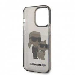 Viedtālruņa aizmugurējais vāciņš Apple iPhone 14 Pro Glitter Karl and Choupette NFT KLHCP14LHNKCTGK Melna, Ar Dizainu