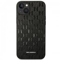 Viedtālruņa aizmugurējais vāciņš Apple iPhone 14 Plus Saffiano Monogram Melna, Ar Tekstu