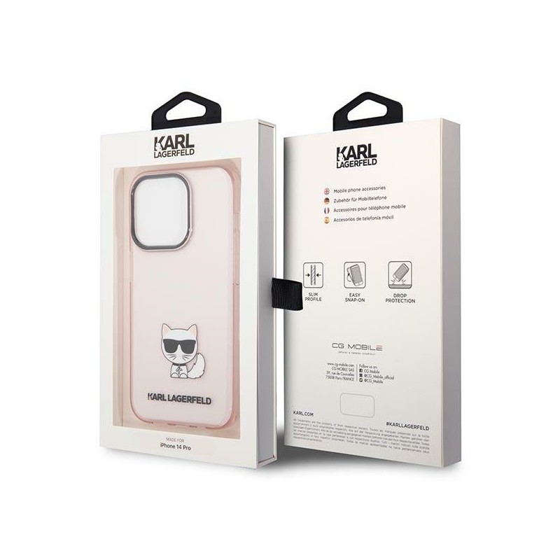 Viedtālruņa aizmugurējais vāciņš Apple iPhone 14 Pro Max Choupette Collection Pink, Transparent