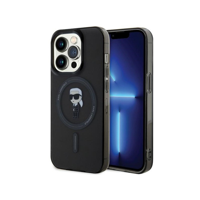 Viedtālruņa aizmugurējais vāciņš Apple iPhone 15 Pro Max Karl Head Mag Black, Transparent