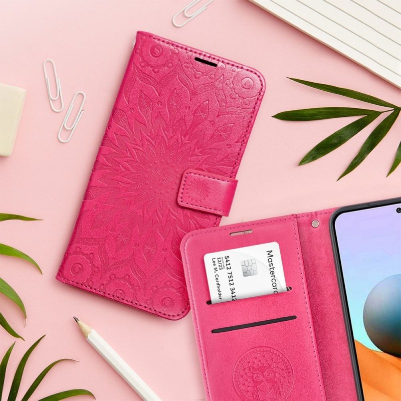 Viedtālruņa atveramais maciņš Samsung Galaxy A15 Mezzo Book Mandala Rozā