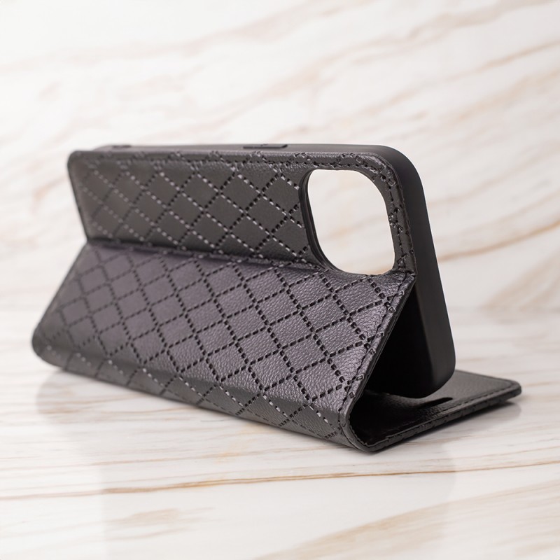 Viedtālruņa atveramais maciņš Samsung Galaxy A35 Smart Caro Melna