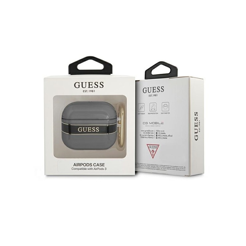 Juhtmevabade kõrvaklappide ümbris Õun Trükitud triip Must