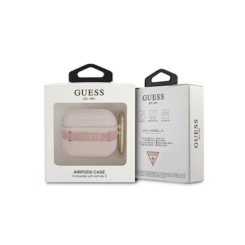 Bezvadu austiņu apvalks Apple Printed Stripe Pink