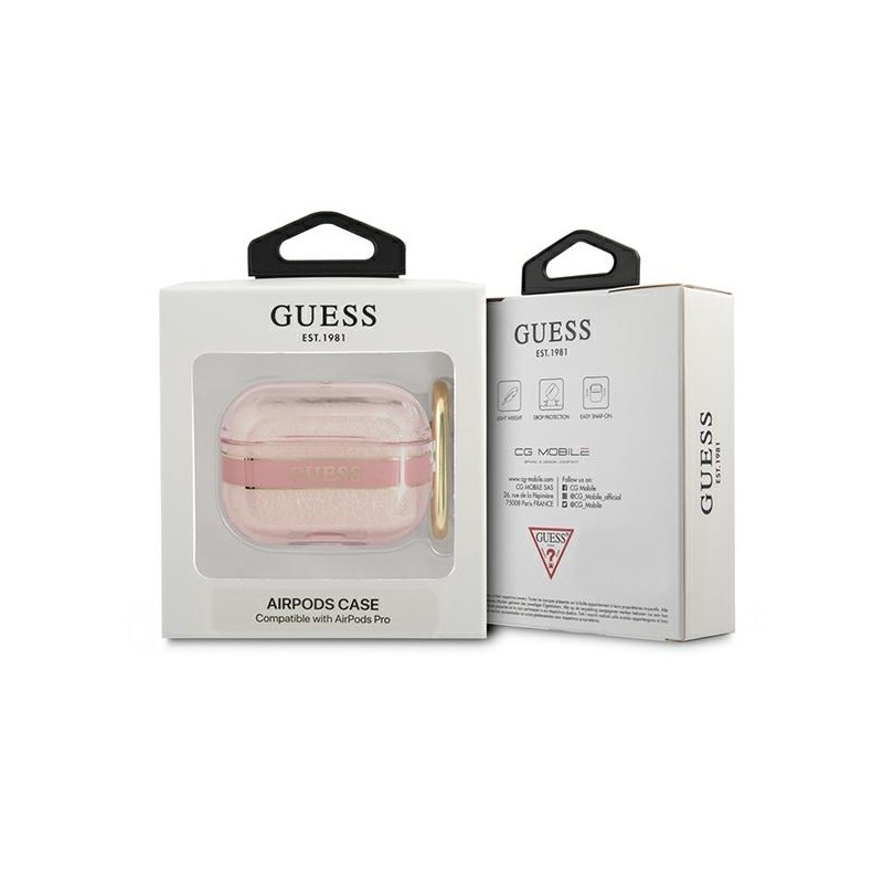 Juhtmevabade kõrvaklappide ümbris Õun Trükitud triip Roosa