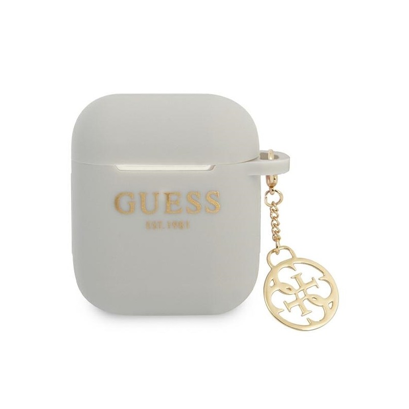 Guess GUA2LSC4EG AirPods 1/2 cover szary/grey Silicone Charm 4G Collection