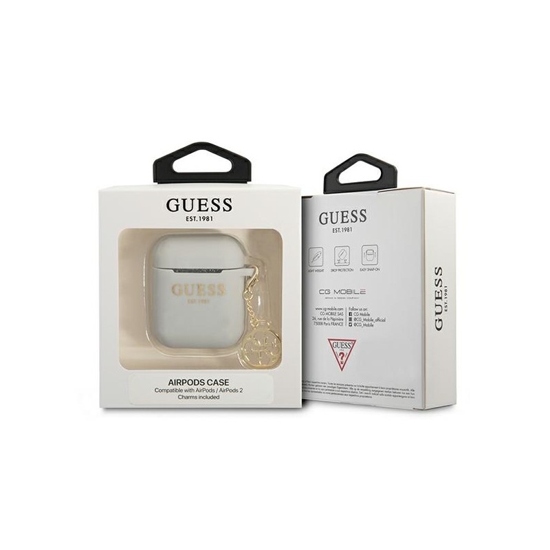 Guess GUA2LSC4EG AirPods 1/2 cover szary/grey Silicone Charm 4G Collection