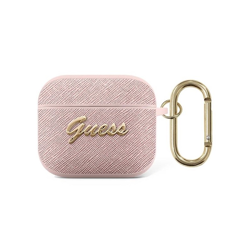 Guess GUA3SASMP AirPods 3 cover różowy/pink Saffiano Script Metal Collection