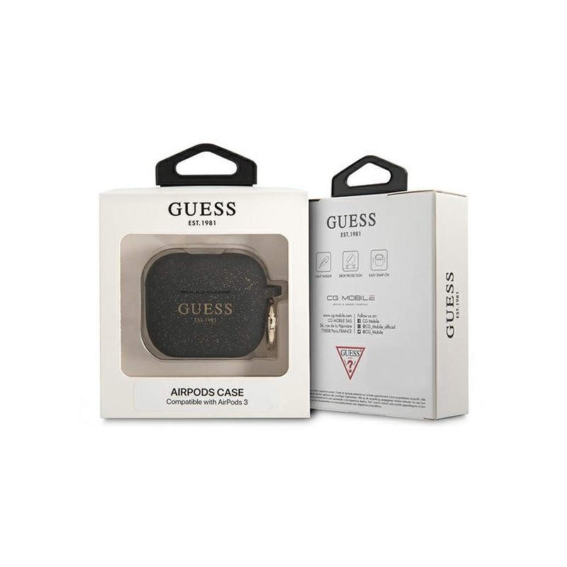 Bezvadu austiņu apvalks Apple Glitter Collection GUA3SGGEK Melna, Ar Dizainu