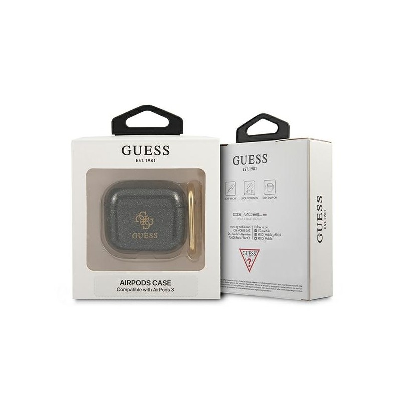 Guess GUA3UCG4GK AirPods 3 cover czarny/black Glitter Collection