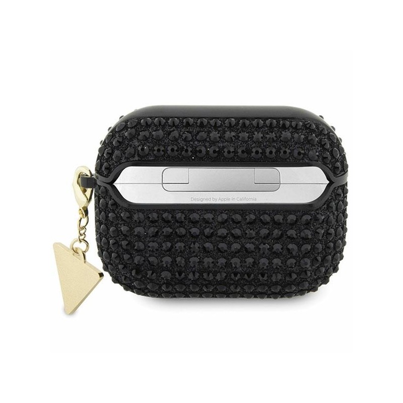 Guess GUAPHDGTPK AirPods Pro cover czarny/black Rhinestone Triangle Charm