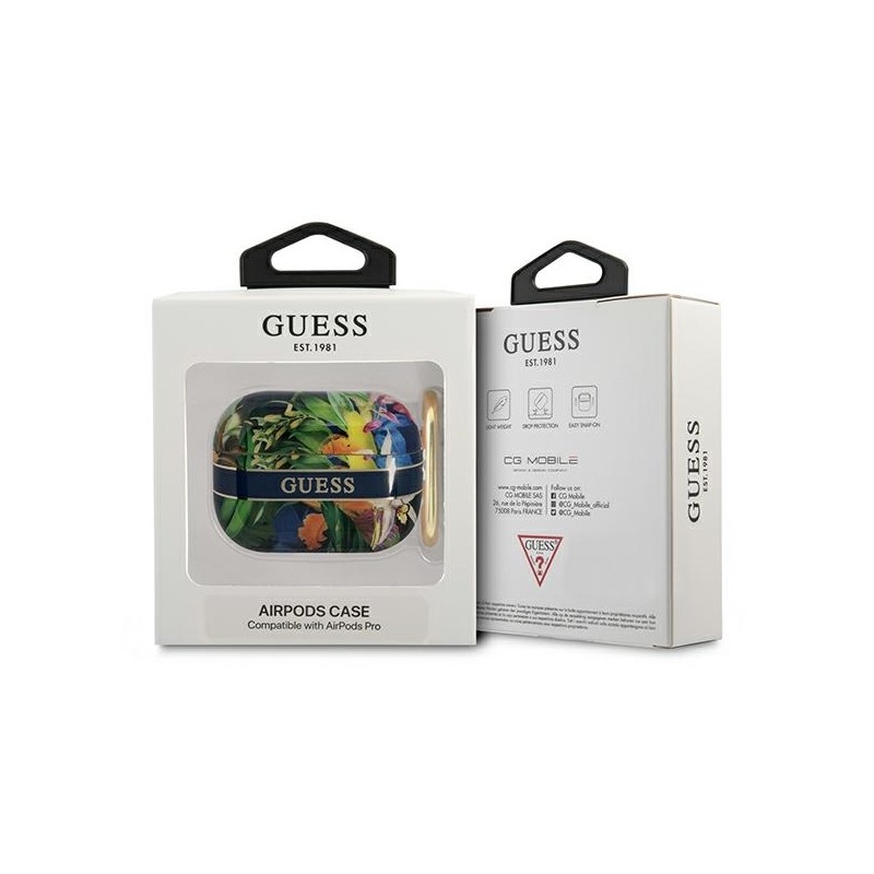 Guess GUAPHHFLB AirPods Pro cover niebieski/blue Flower Strap Collection