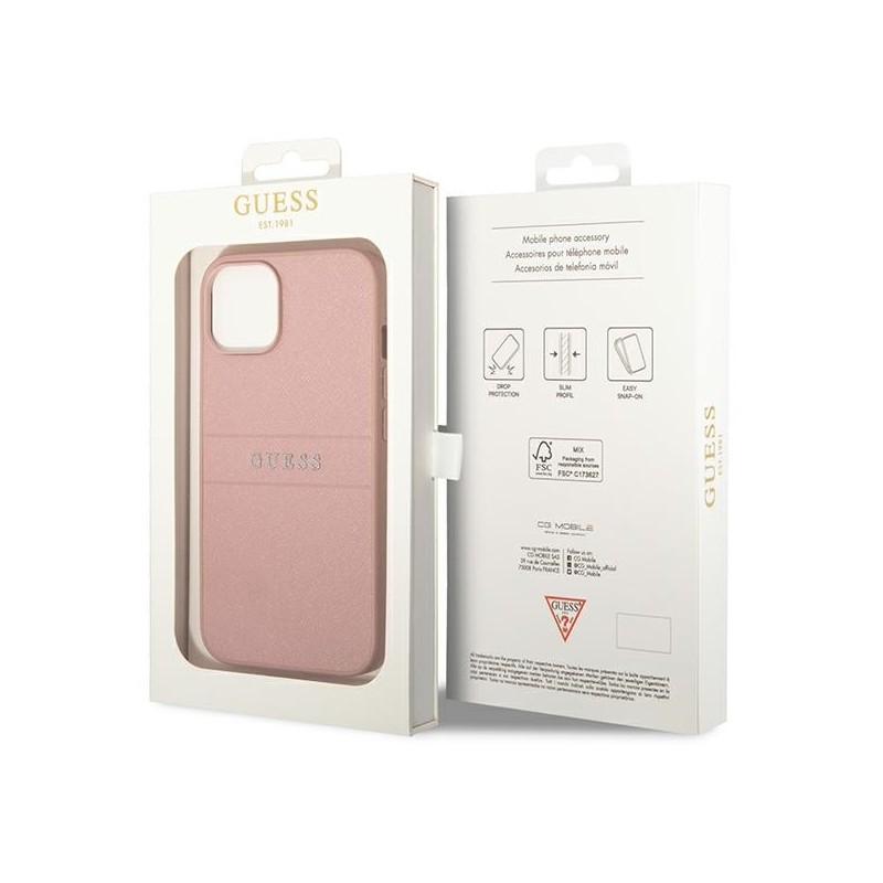 Viedtālruņa aizmugurējais vāciņš Apple iPhone 14 Plus Saffiano collection Rozā
