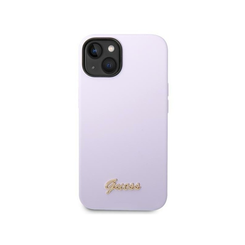 Guess GUHCP14SSLSMU iPhone 14 / 15 / 13 6.1" fioletowy/purple hard case Silicone Vintage Gold Logo