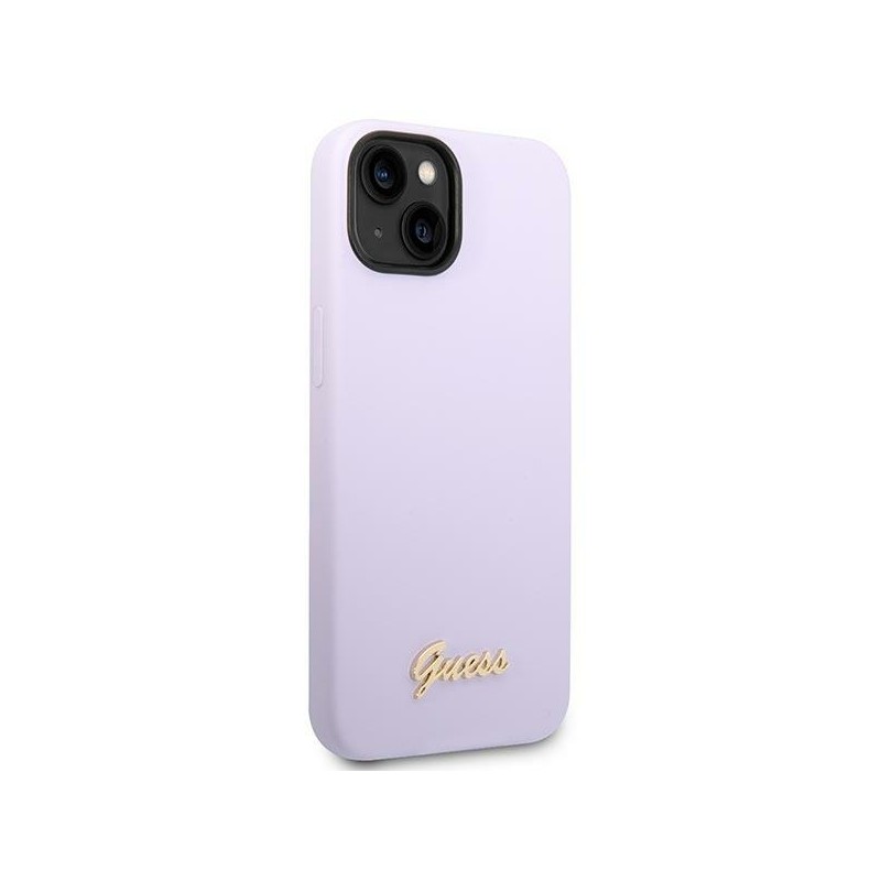 Guess GUHCP14SSLSMU iPhone 14 / 15 / 13 6.1" fioletowy/purple hard case Silicone Vintage Gold Logo