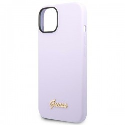 Guess GUHCP14SSLSMU iPhone 14 / 15 / 13 6.1" fioletowy/purple hard case Silicone Vintage Gold Logo