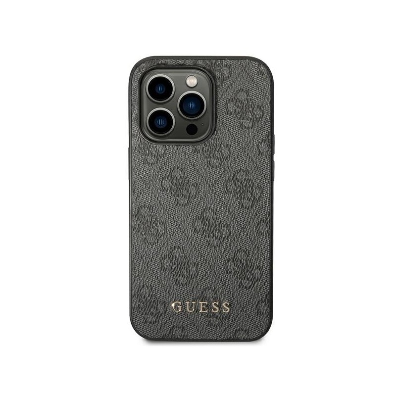 Guess GUHCP14XG4GFGR iPhone 14 Pro Max 6,7" szary/grey hard case 4G Metal Gold Logo