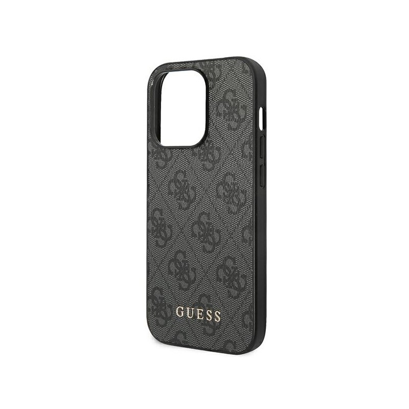Guess GUHCP14XG4GFGR iPhone 14 Pro Max 6,7" szary/grey hard case 4G Metal Gold Logo