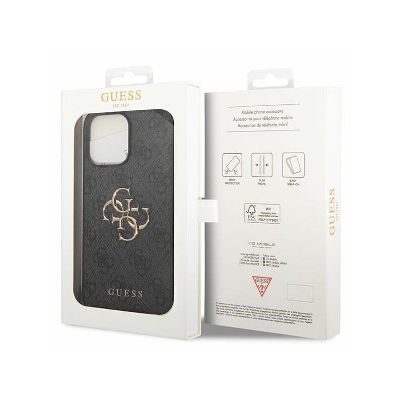 Guess GUHCP15L4GMGGR iPhone 15 Pro 6.1" szary/grey hardcase 4G Big Metal Logo