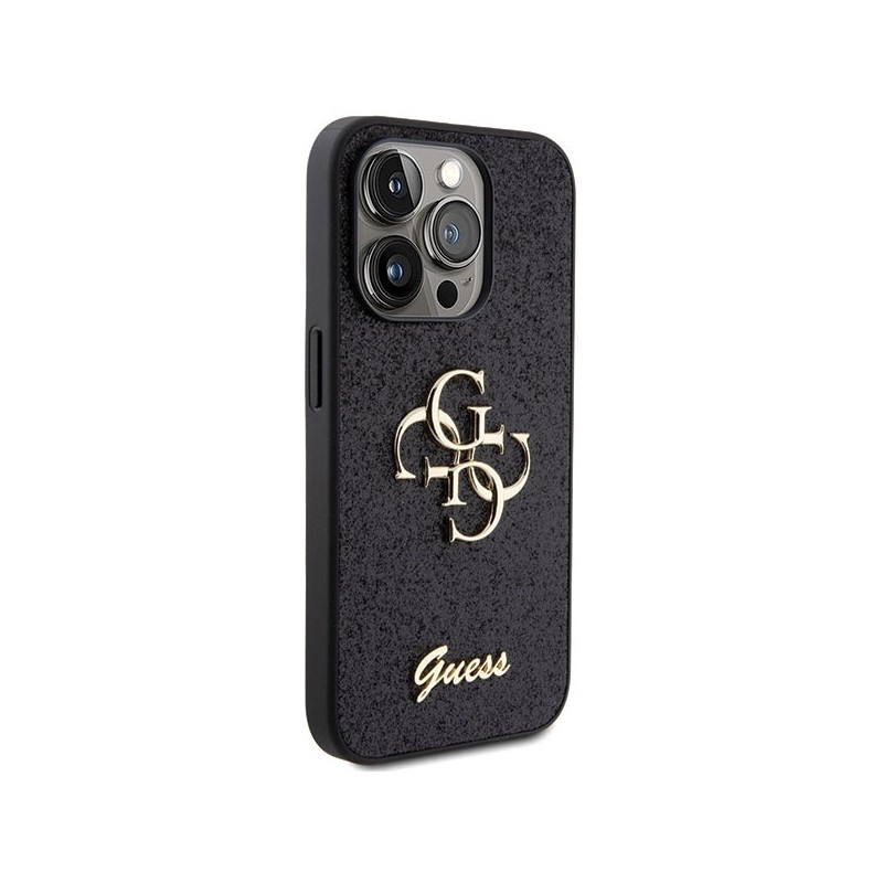 Viedtālruņa aizmugurējais vāciņš Apple iPhone 15 Pro Glitter Big Logo Black, With Design