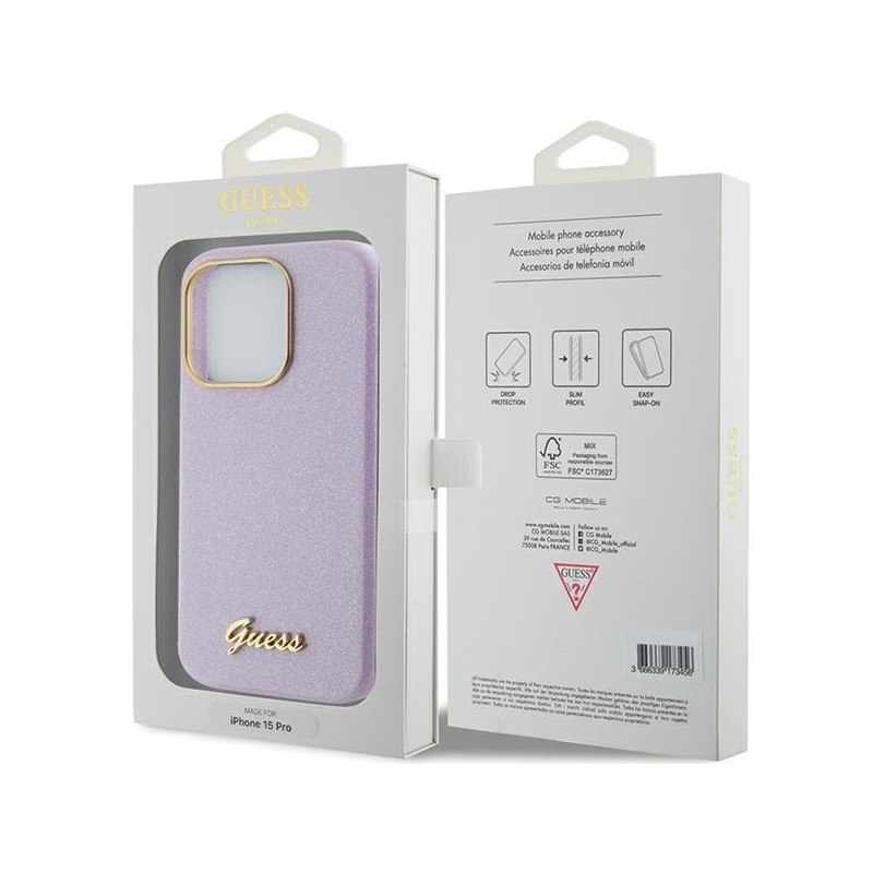 Nutitelefoni tagakaas Õun iPhone 15 Pro Läikiv skript Must, Sinine, Violetne