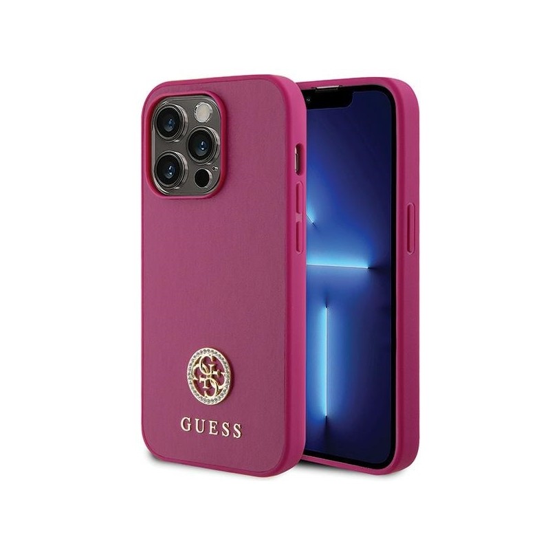 Guess GUHCP15LPS4DGPP iPhone 15 Pro 6.1" różowy/pink hardcase Strass Metal Logo