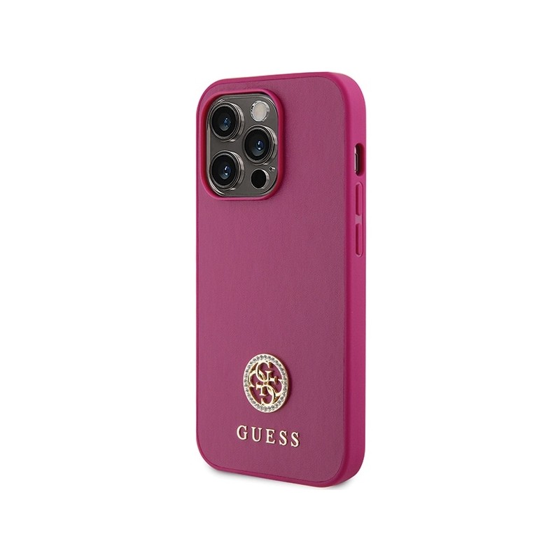 Guess GUHCP15LPS4DGPP iPhone 15 Pro 6.1" różowy/pink hardcase Strass Metal Logo