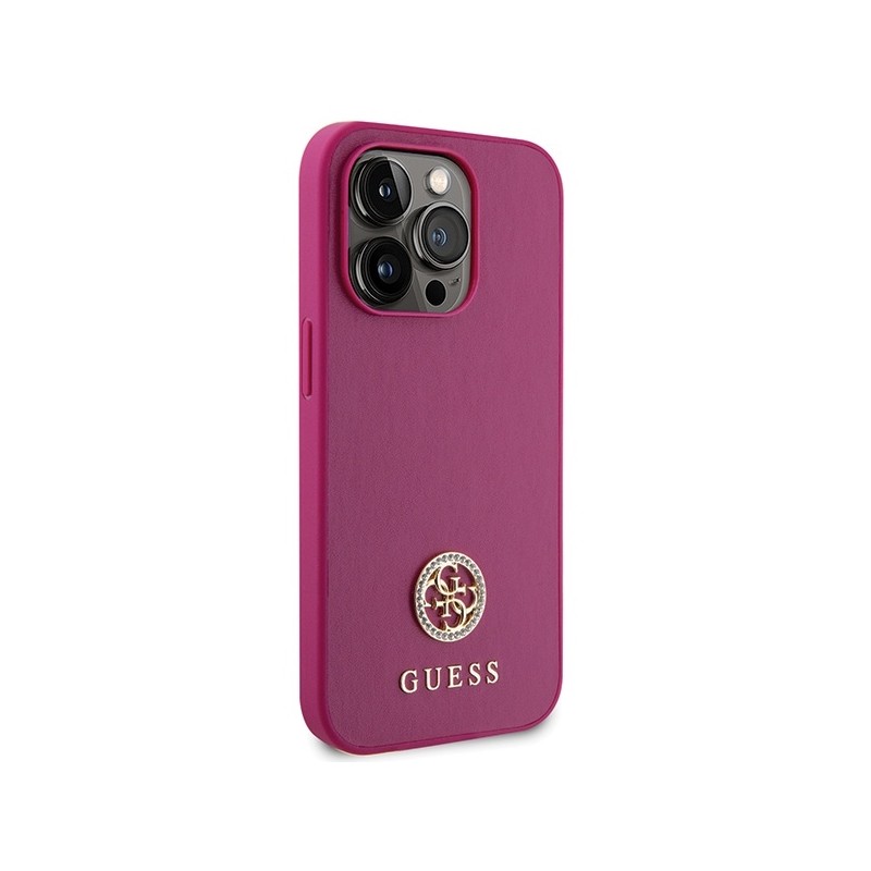 Guess GUHCP15LPS4DGPP iPhone 15 Pro 6.1" różowy/pink hardcase Strass Metal Logo